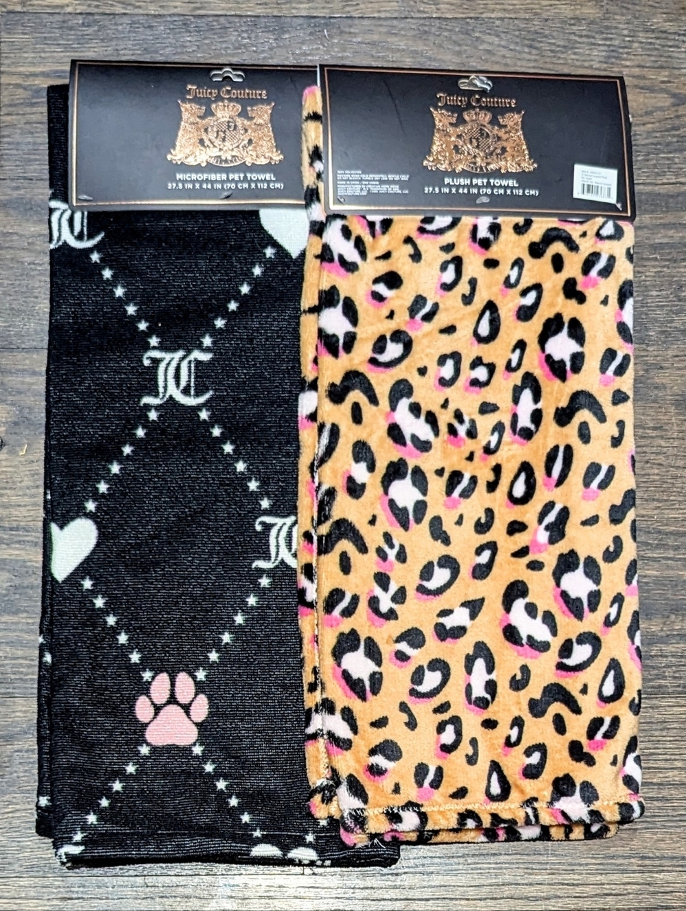 2pc Juicy Couture Pet Dog Microfiber Towels Leopard
